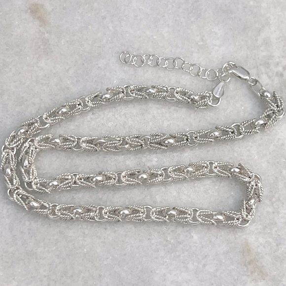 Sterling Silver Byzantine Rope Chain Necklace - Picture 7 of 10